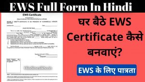 EWS Full Form In Hindi